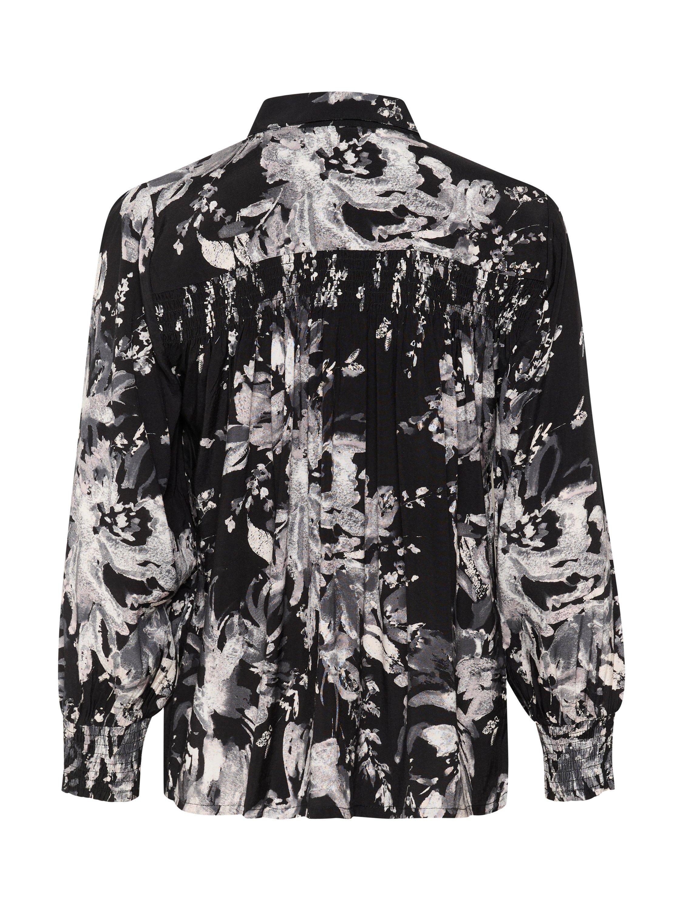 Product image 5 of 5, which shows KAFFE Kaisa Floral Shirt, Black/White, 12