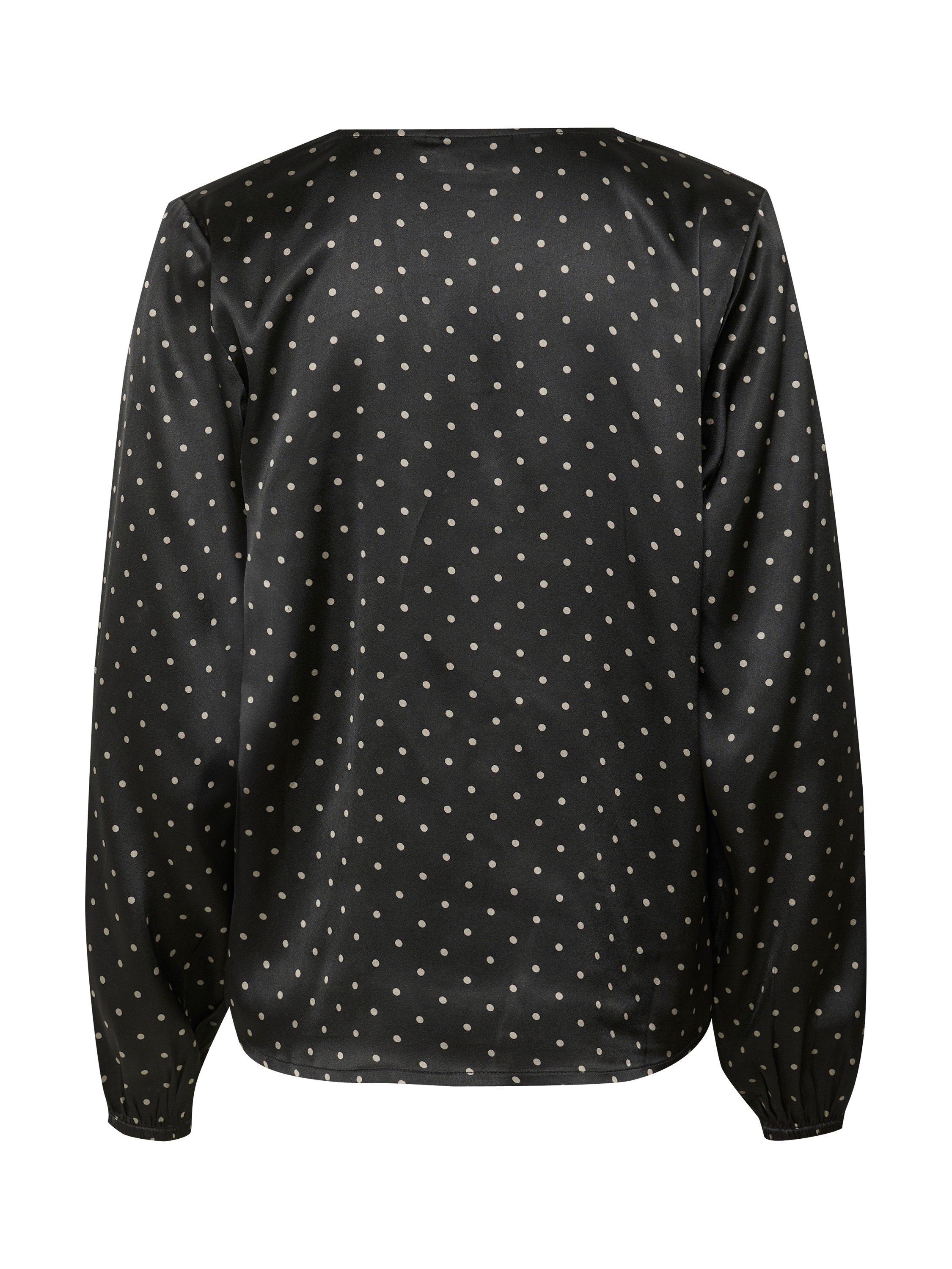 Product image 5 of 5, which shows KAFFE Luna Polka Dot Top, Black/Grey, 16