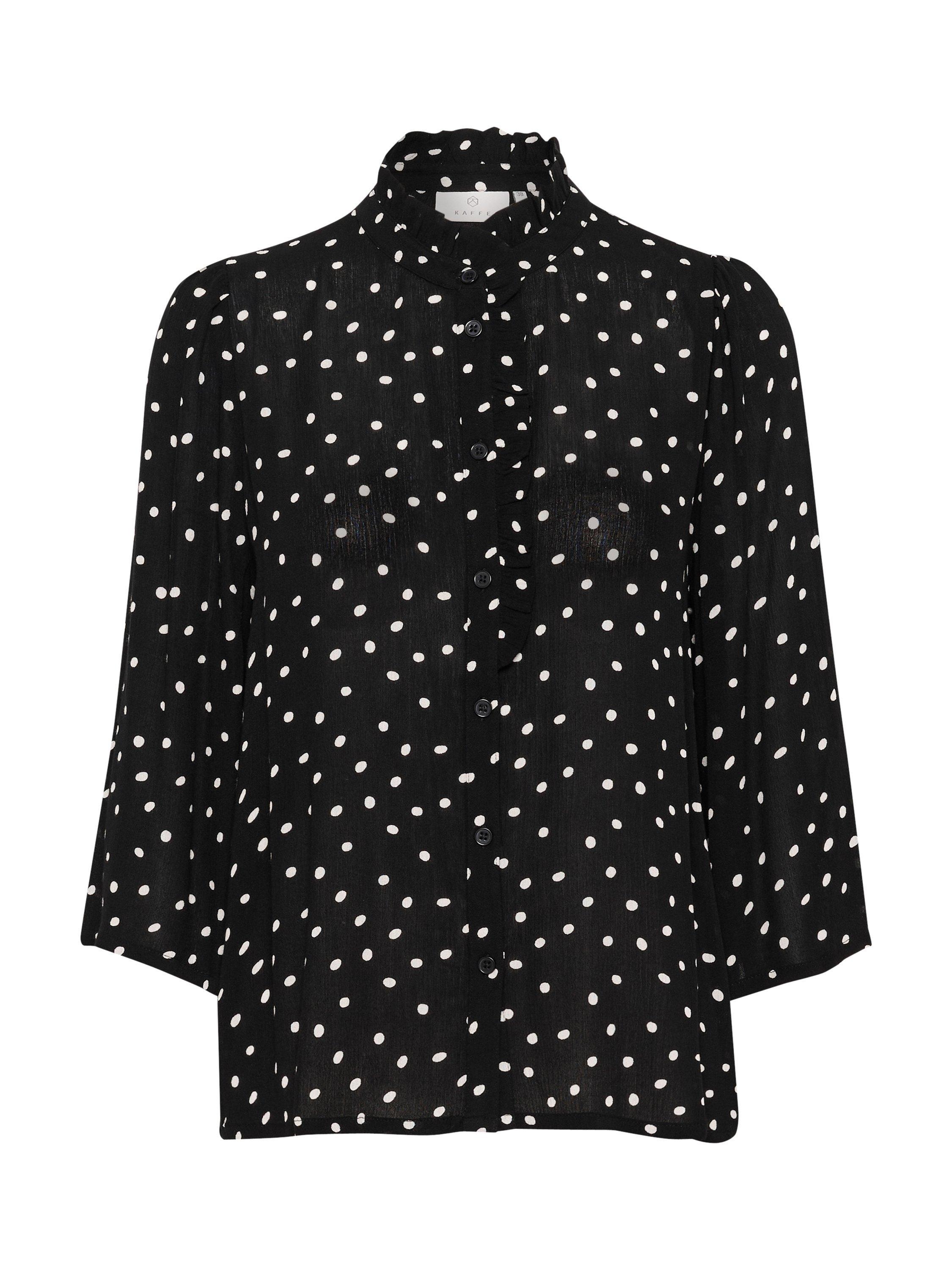 KAFFE Vinnie Polka Dot Top, Black/White