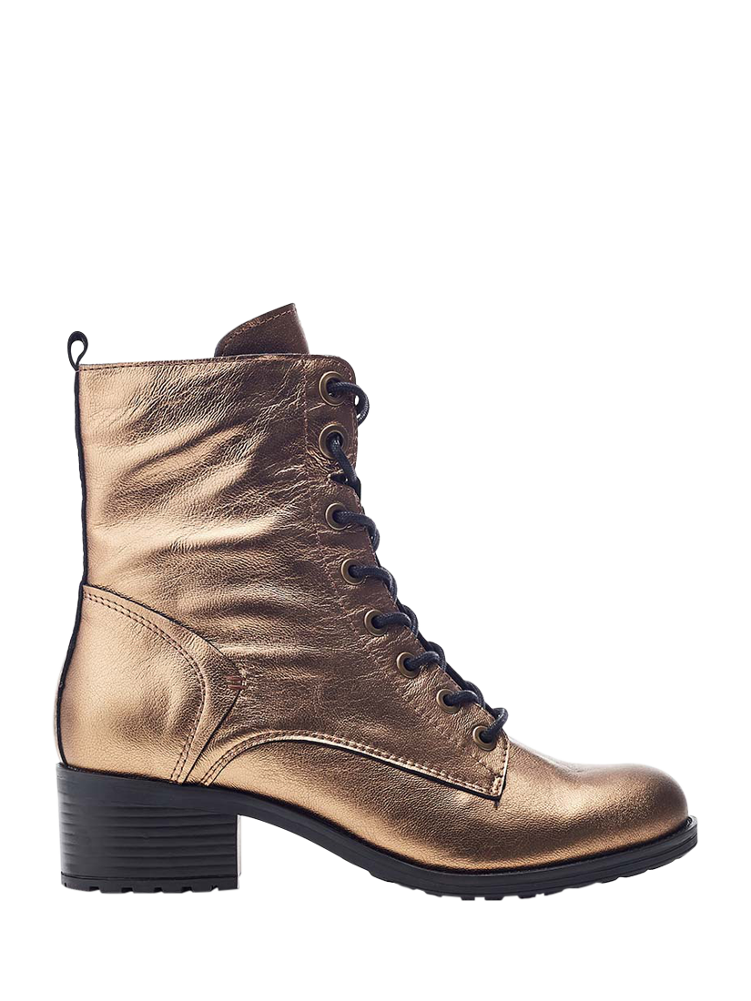 Product image 1 of 5, which shows Moda in Pelle Bezzie Leather Biker Boots, Gold, 3