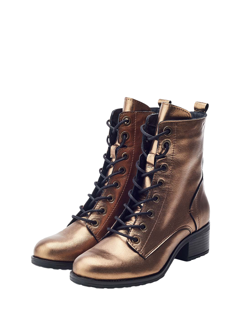 Product image 3 of 5, which shows Moda in Pelle Bezzie Leather Biker Boots, Gold, 3