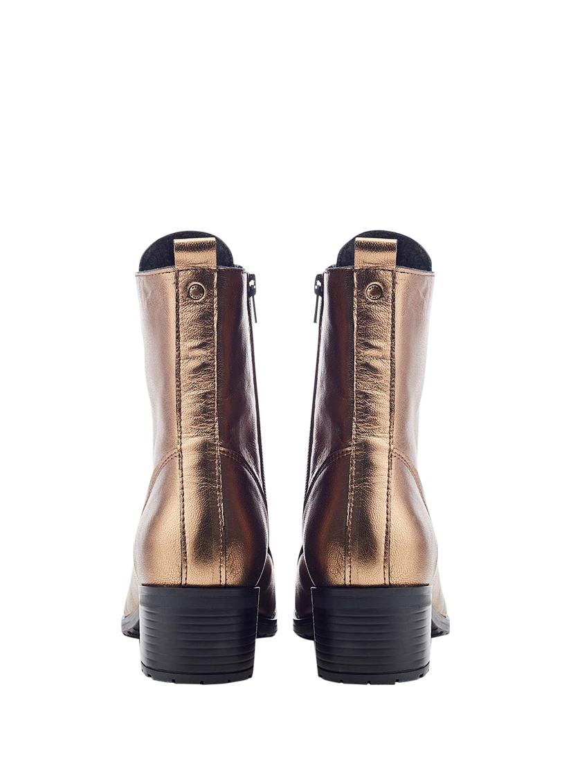 Product image 4 of 5, which shows Moda in Pelle Bezzie Leather Biker Boots, Gold, 3