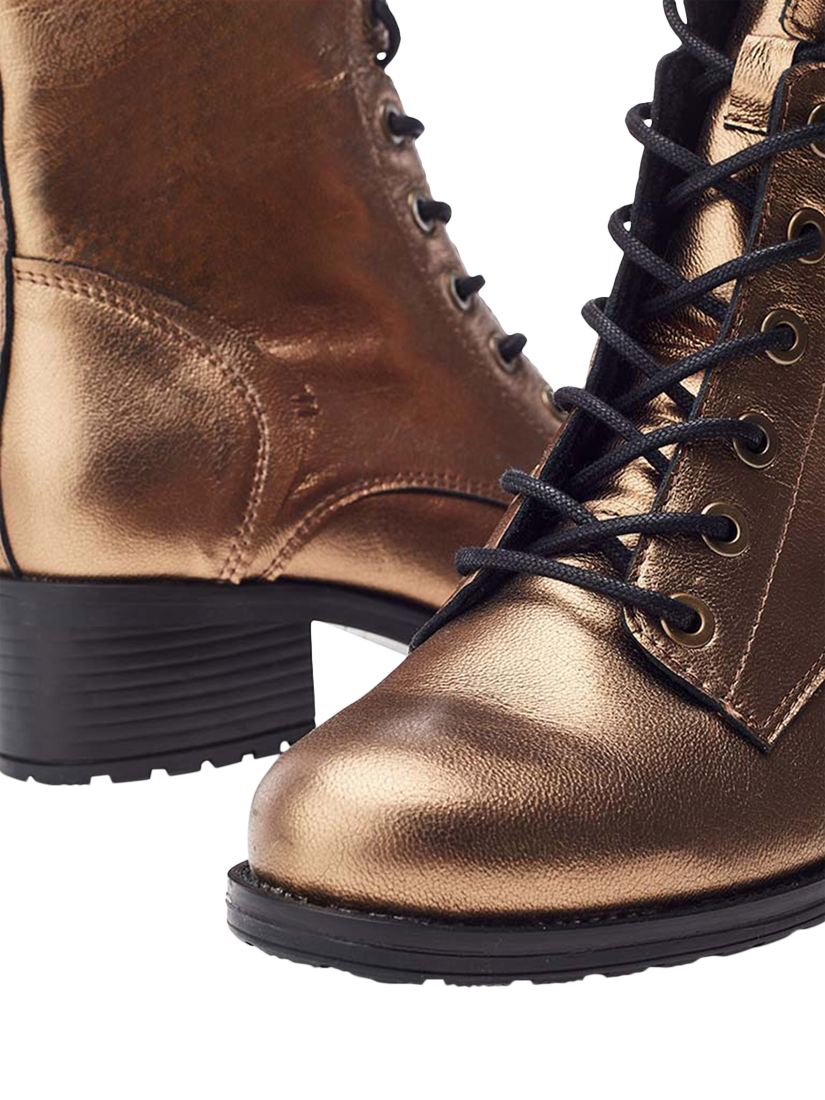 Product image 5 of 5, which shows Moda in Pelle Bezzie Leather Biker Boots, Gold, 3