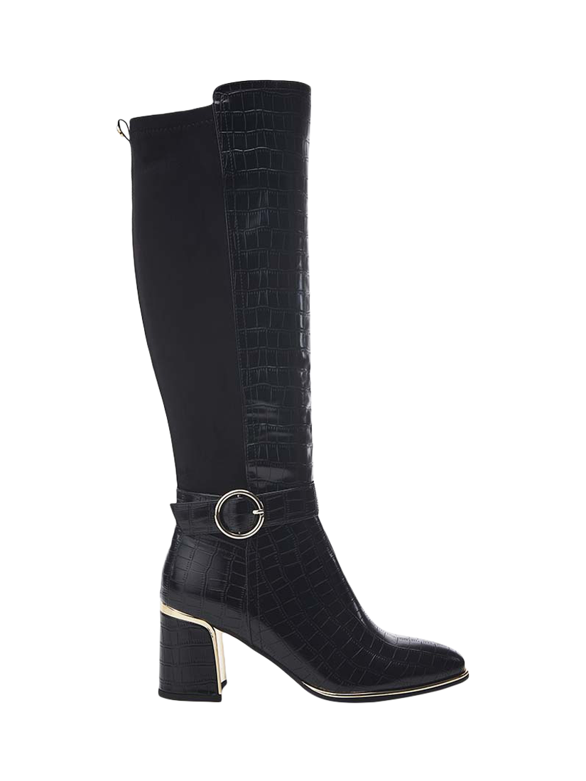 Moda in Pelle Shantel Croc Effect Knee High Boots, Black