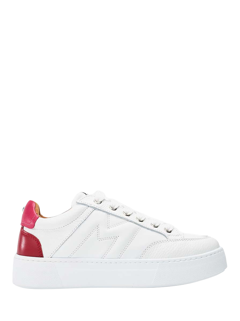 Product image 1 of 4, which shows Moda in Pelle Amarante Leather Trainers, White/Red, 3