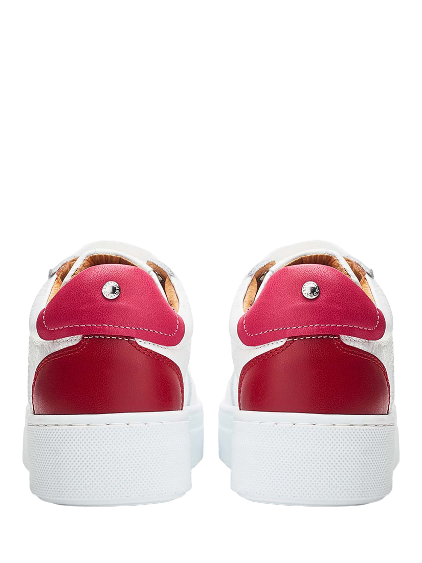 Product image 3 of 4, which shows Moda in Pelle Amarante Leather Trainers, White/Red, 3
