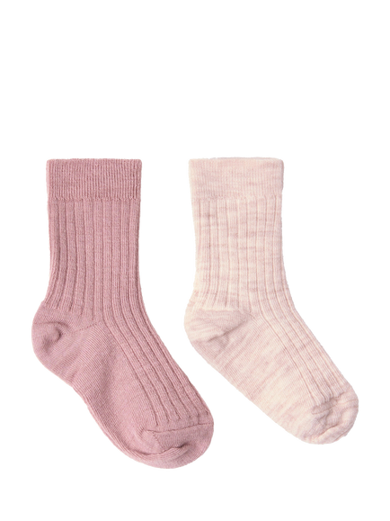 Lindex Kids' Wool Blend Rib Socks, Pack of 2, Pink/Pale Pink - view 2, Pink/Pale Pink