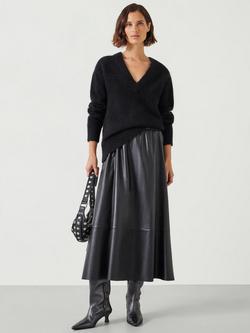 HUSH Lacey Deep V Neck Alpaca Blend Jumper - view 2, Black