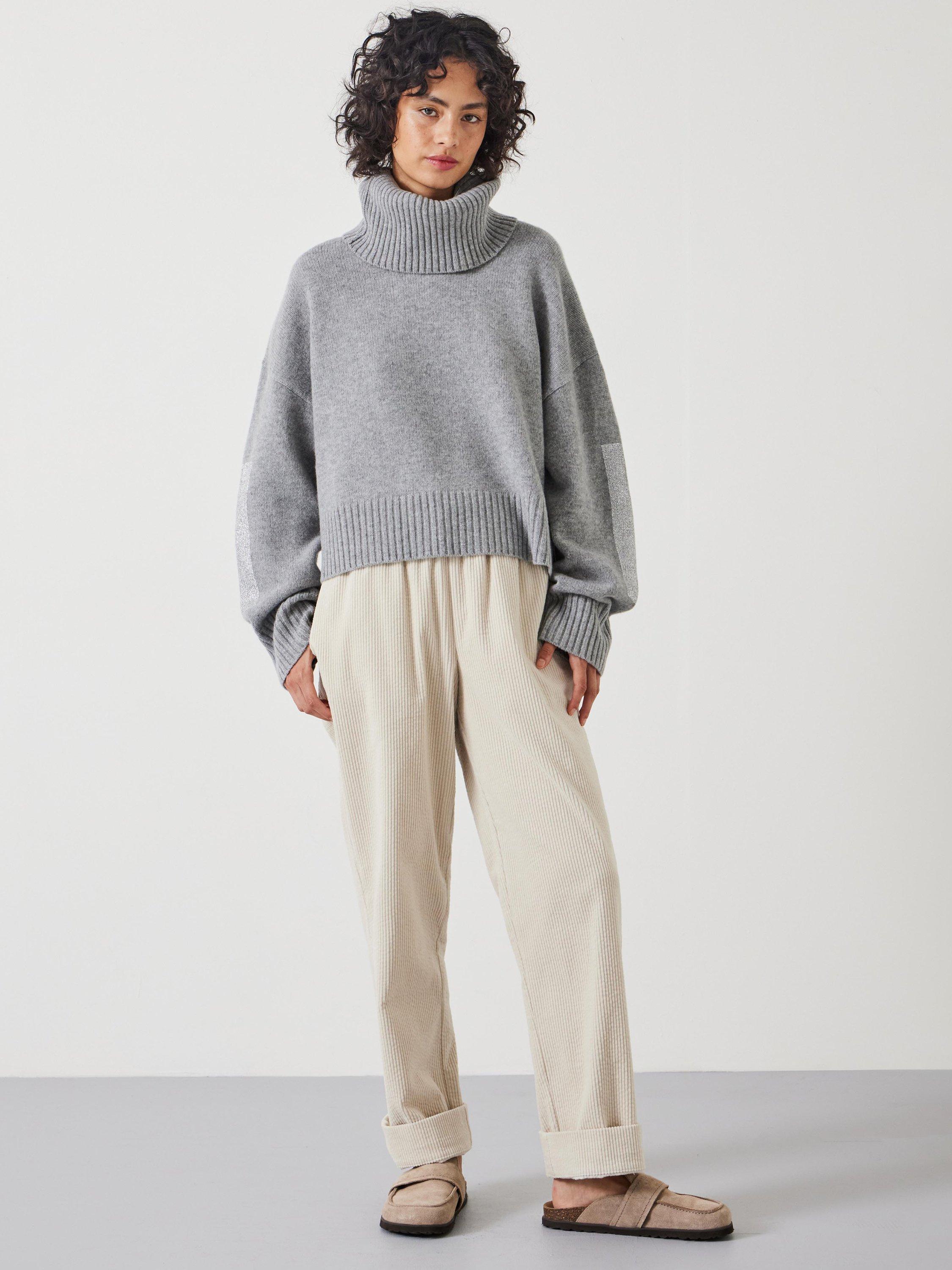 Product image 2 of 5, which shows HUSH Livvy Detachable Roll Neck Pure Merino Wool Jumper, Grey, XXS