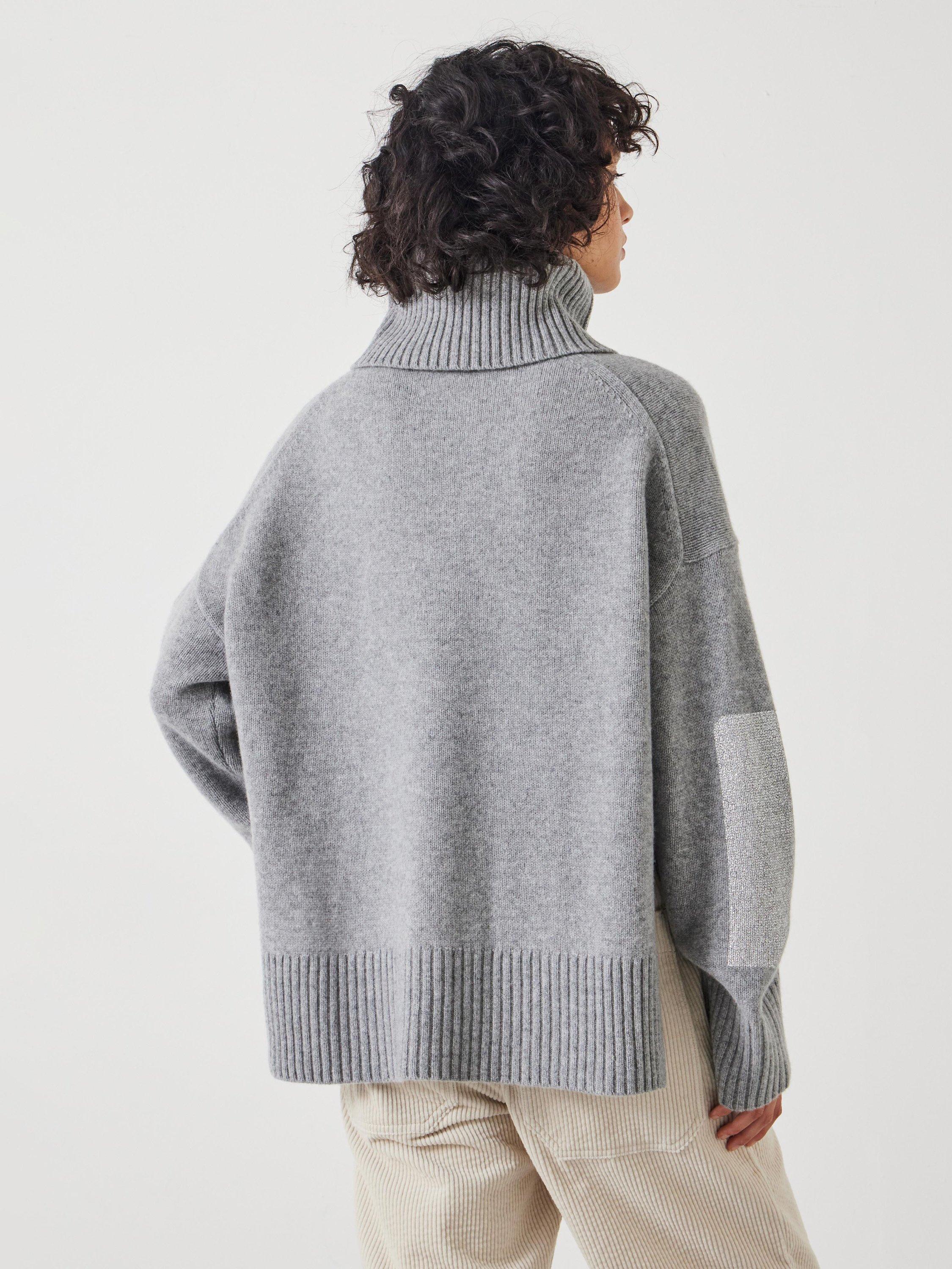Product image 3 of 5, which shows HUSH Livvy Detachable Roll Neck Pure Merino Wool Jumper, Grey, XXS