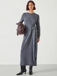 HUSH Tilly Merino Wool Tie Midi Dress, Grey