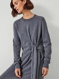 HUSH Tilly Merino Wool Tie Midi Dress, Grey