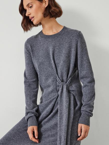 HUSH Tilly Merino Wool Tie Midi Dress - view 2, Grey
