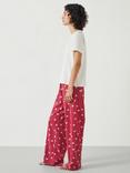 HUSH Lucy Cotton Viscose T-Shirt Pyjama Set, Red Mix