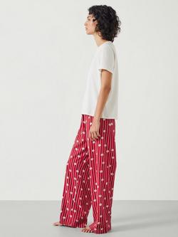 HUSH Lucy Cotton Viscose T-Shirt Pyjama Set, Red Mix - view 2, Red Mix