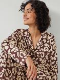 HUSH Leopard Print Flannel Pyjama Set, Wine Red