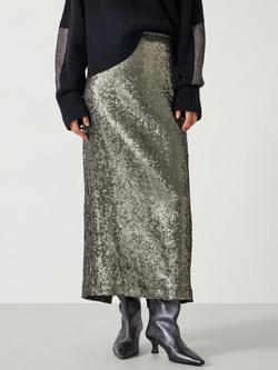HUSH Anais Sequin Skirt, Matte Khaki