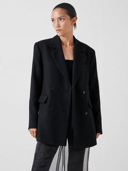 HUSH Clarke Wool Blend Longline Blazer, Black - view 2, Black
