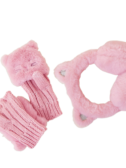Angels by Accessorize Kids' Cat Earmuff Set, Pink - view 2, Pink