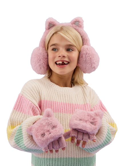 Angels by Accessorize Kids' Cat Earmuff Set, Pink - view 2, Pink