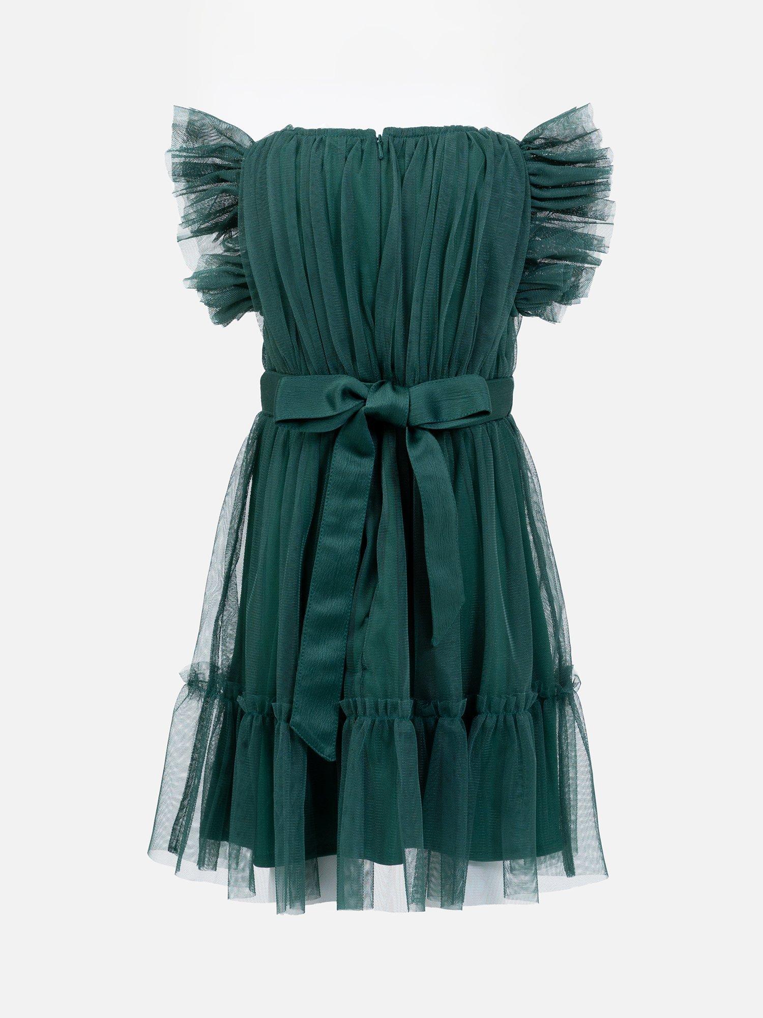 Product image 2 of 2, which shows Anaya With Love Kids' Tulle Midi Dress, Emerald Green, 3-4 years