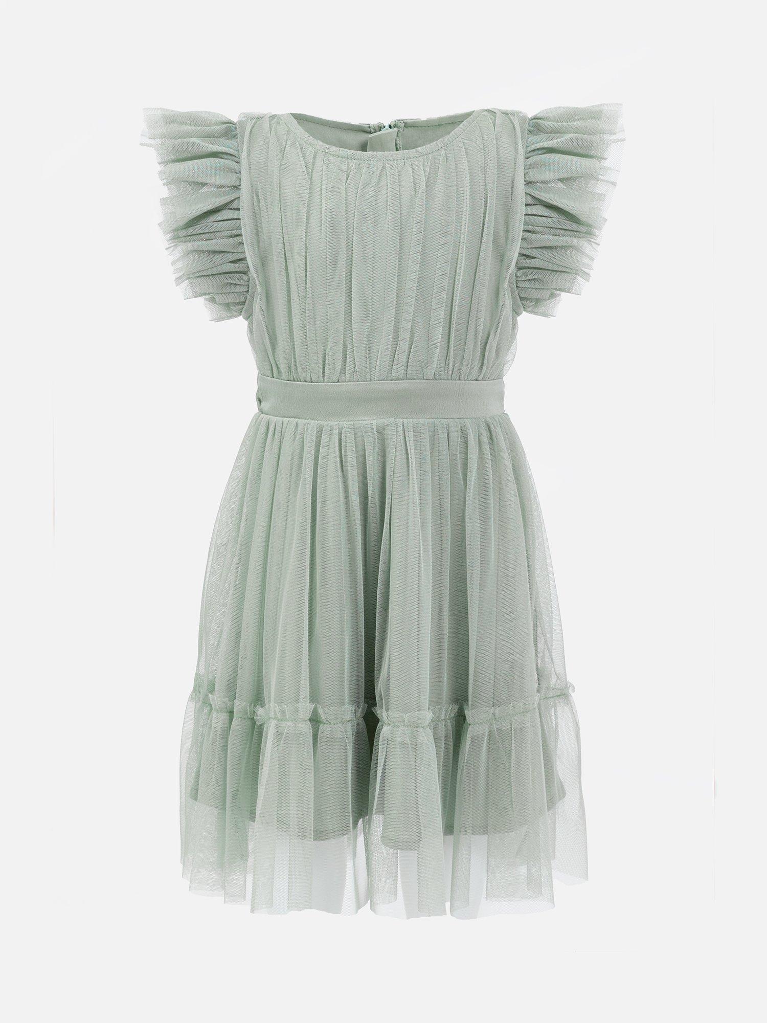 Product image 1 of 2, which shows Anaya With Love Kids' Tulle Midi Dress, Frosty Green, 3-4 years