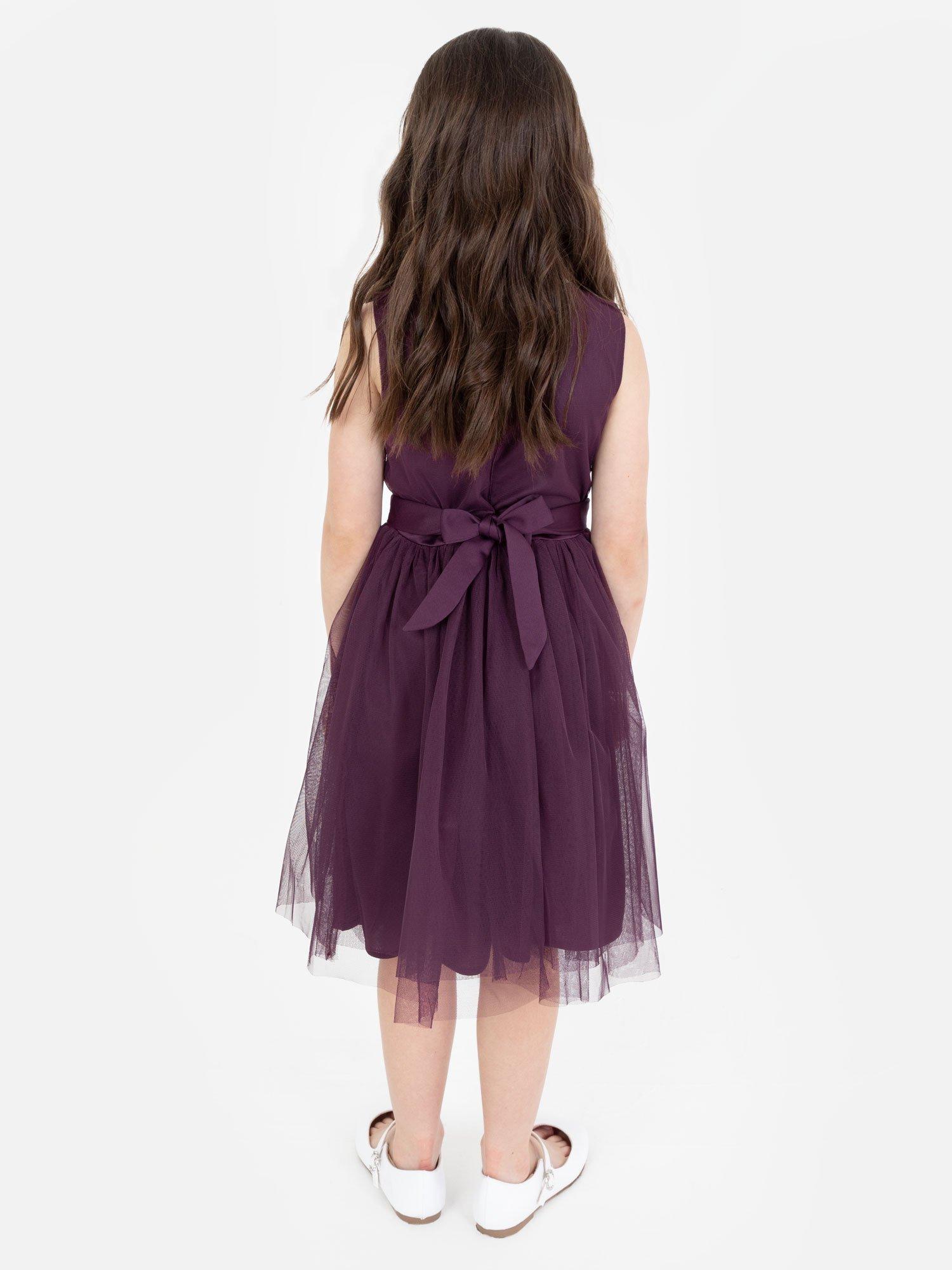 Product image 4 of 4, which shows Maya Deluxe Kids' Sequin Sleeveless Midi Dress, Berry, 3-4 years