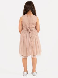 Maya Deluxe Kids' Sequin Sleeveless Midi Dress - view 2, Taupe Blush