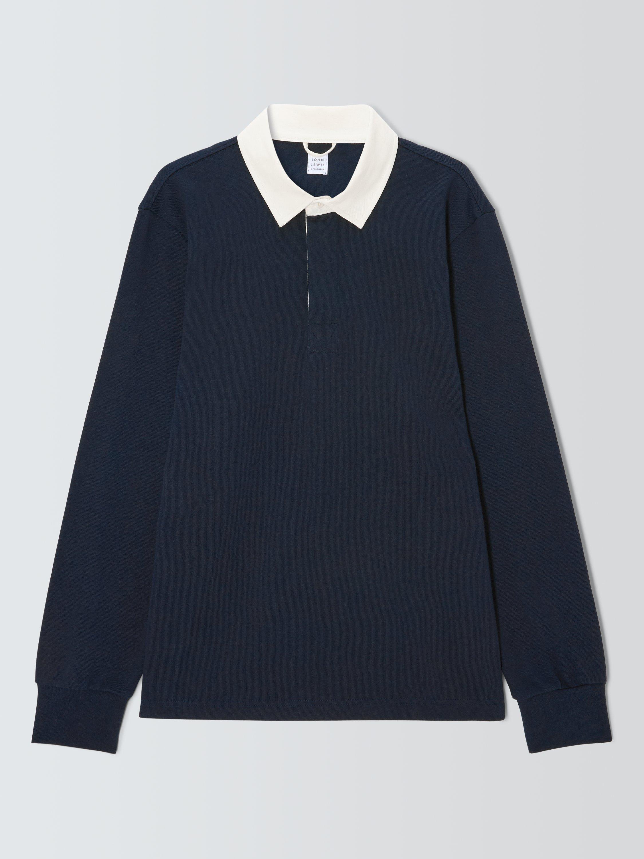 Product image 4 of 7, which shows John Lewis Cotton Rugby Shirt, Navy, S