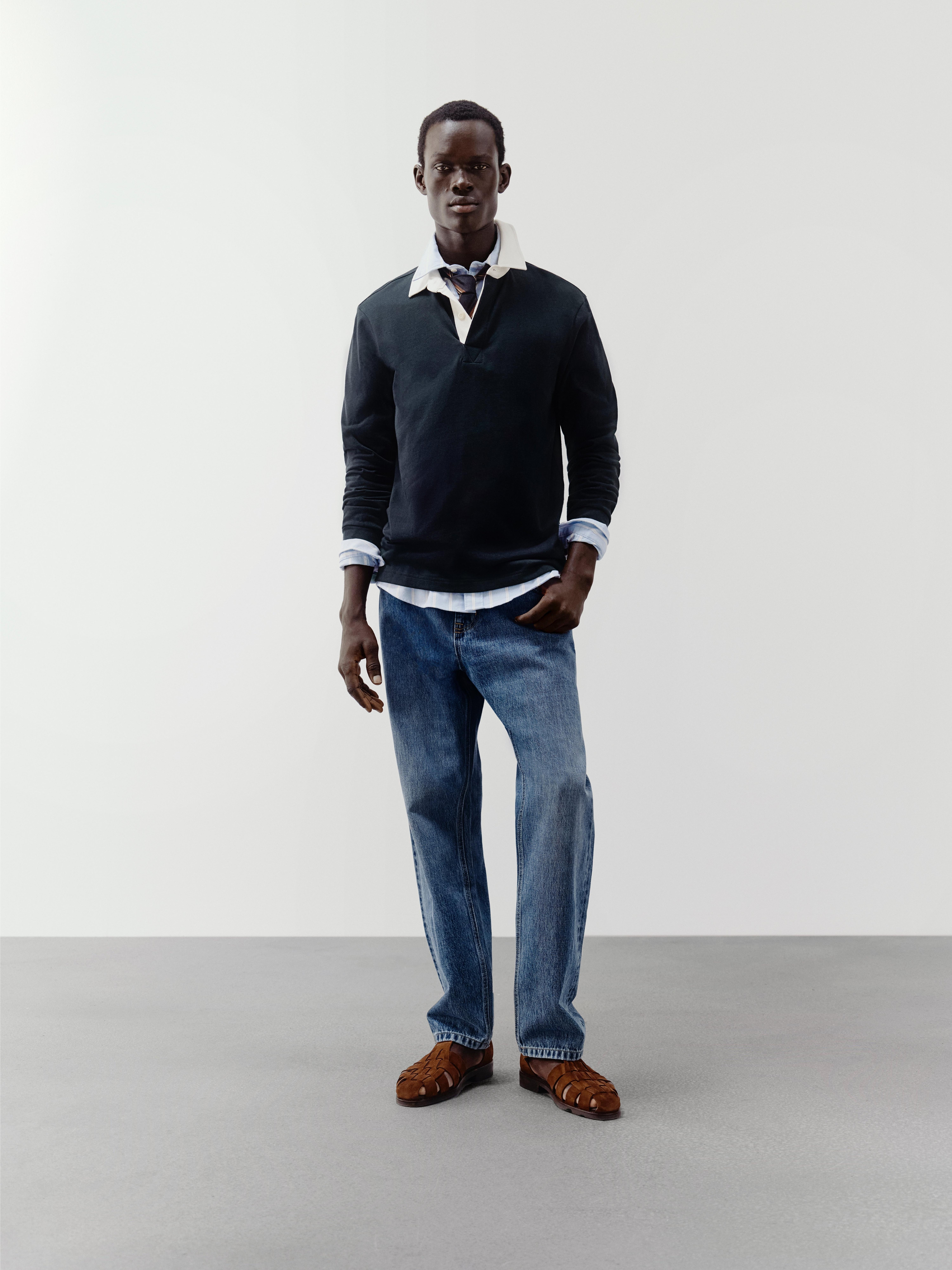 Product image 7 of 7, which shows John Lewis Cotton Rugby Shirt, Navy, S