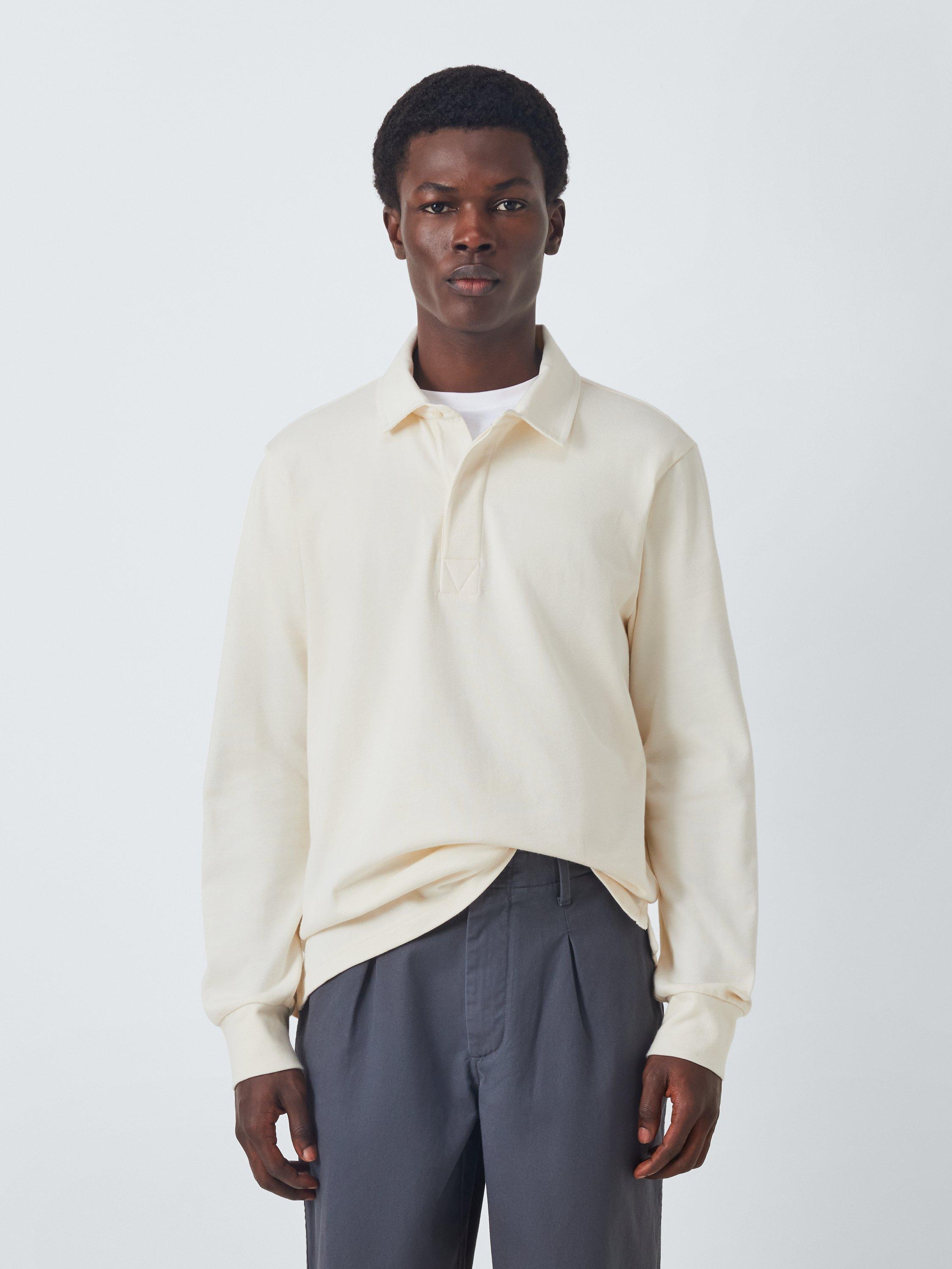 Product image 1 of 6, which shows John Lewis Plain Cotton Rugby Shirt, Egret, M