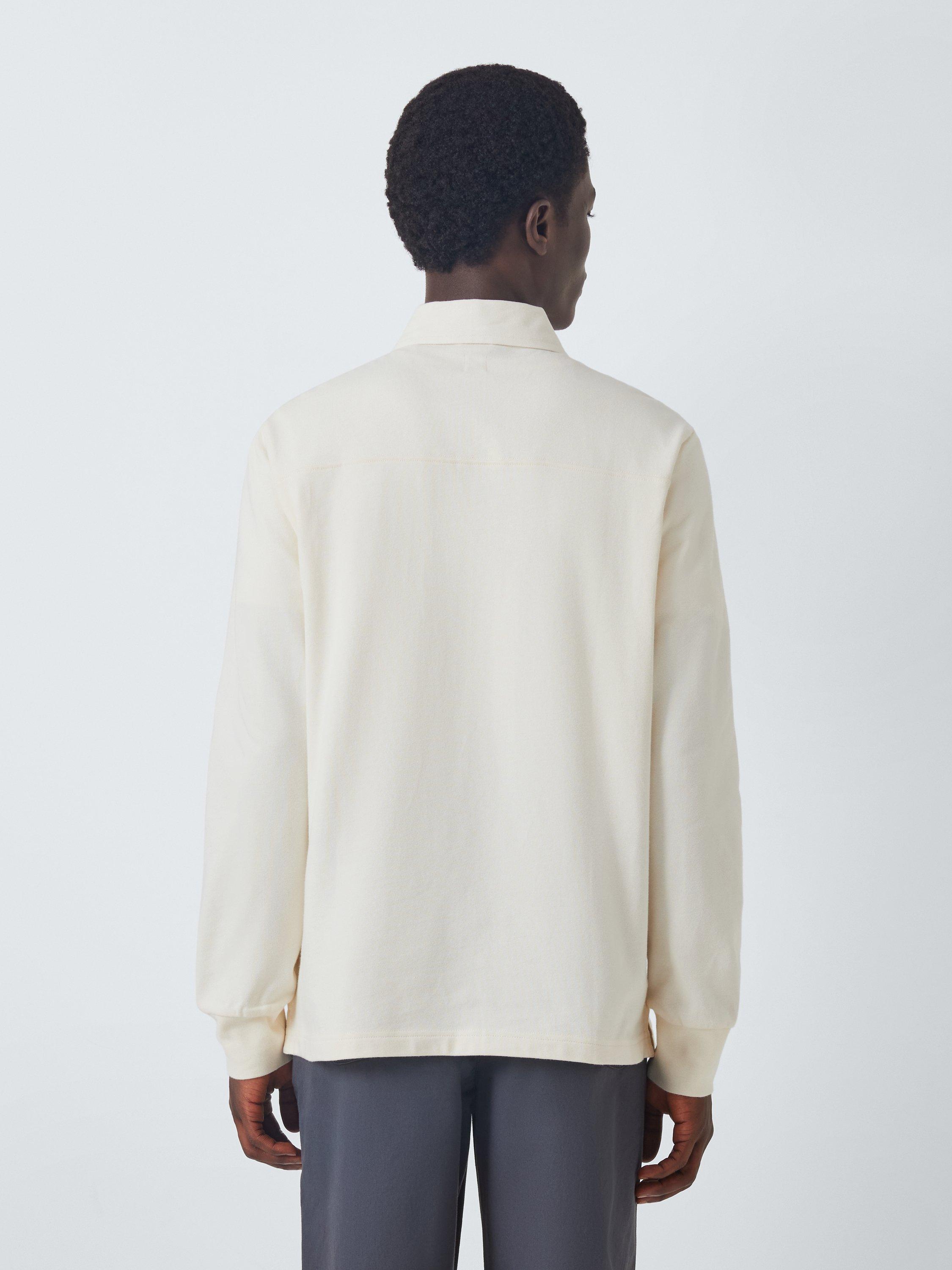 Product image 2 of 6, which shows John Lewis Plain Cotton Rugby Shirt, Egret, M