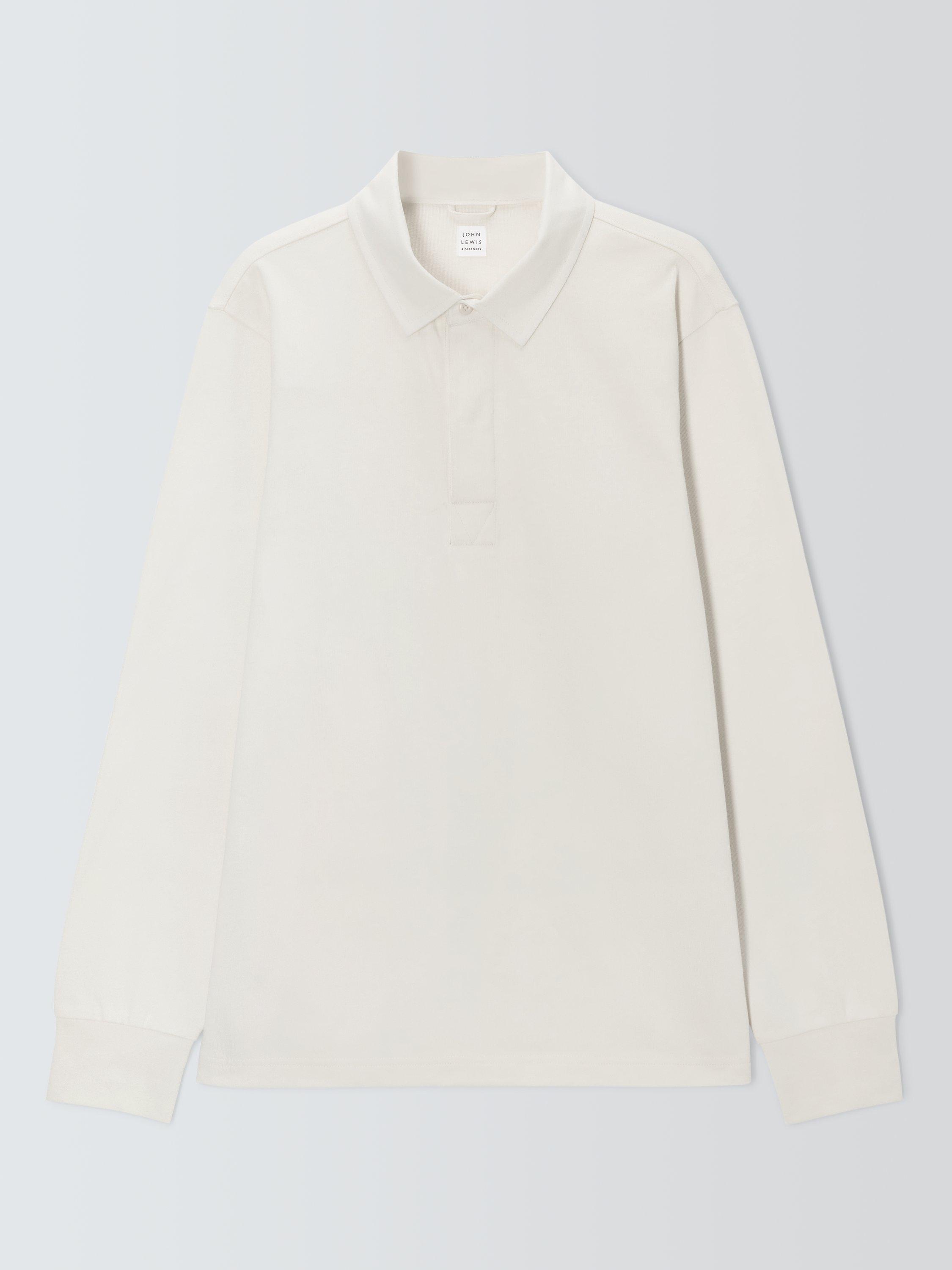 Product image 4 of 6, which shows John Lewis Plain Cotton Rugby Shirt, Egret, M