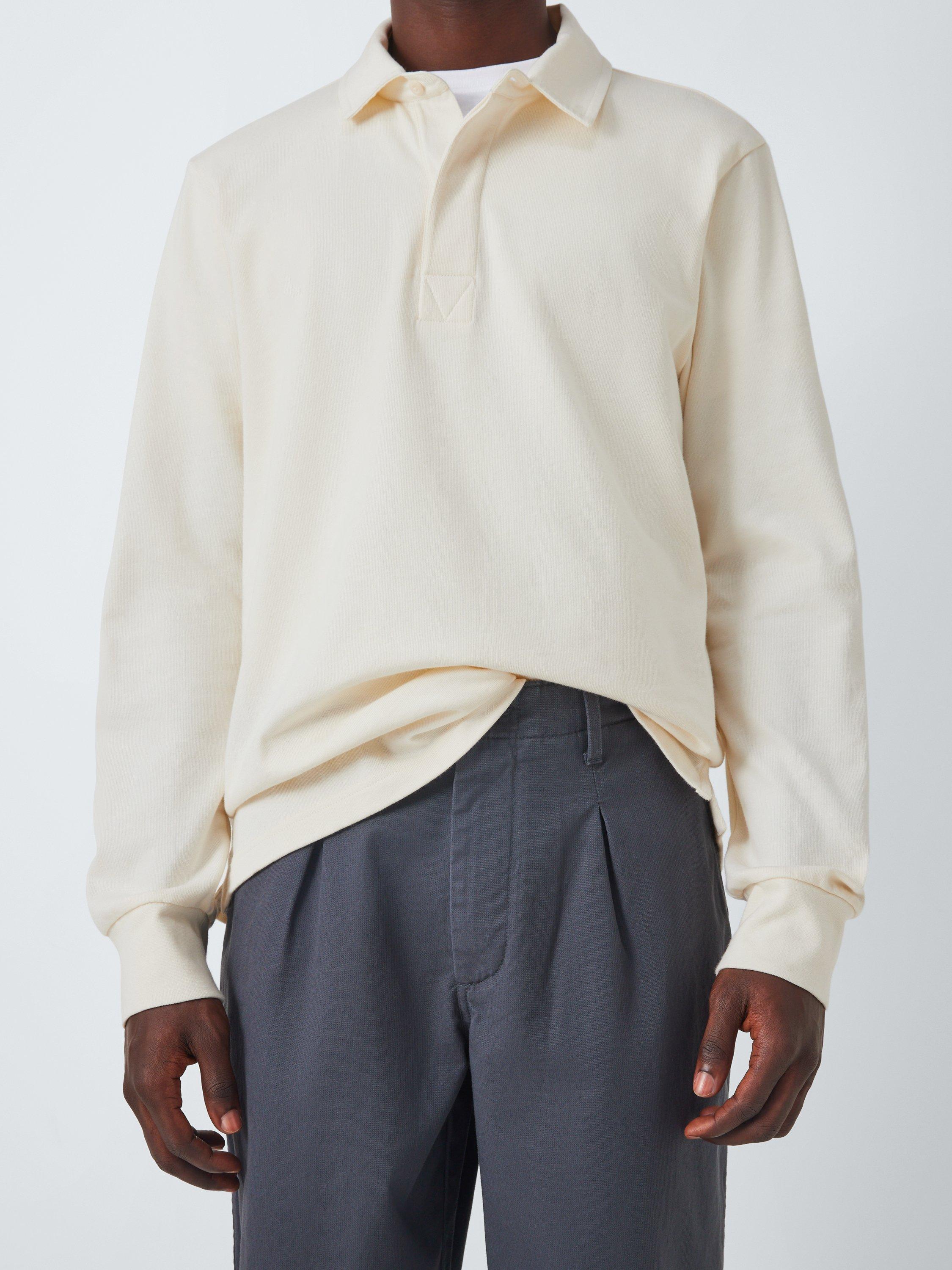Product image 6 of 6, which shows John Lewis Plain Cotton Rugby Shirt, Egret, M