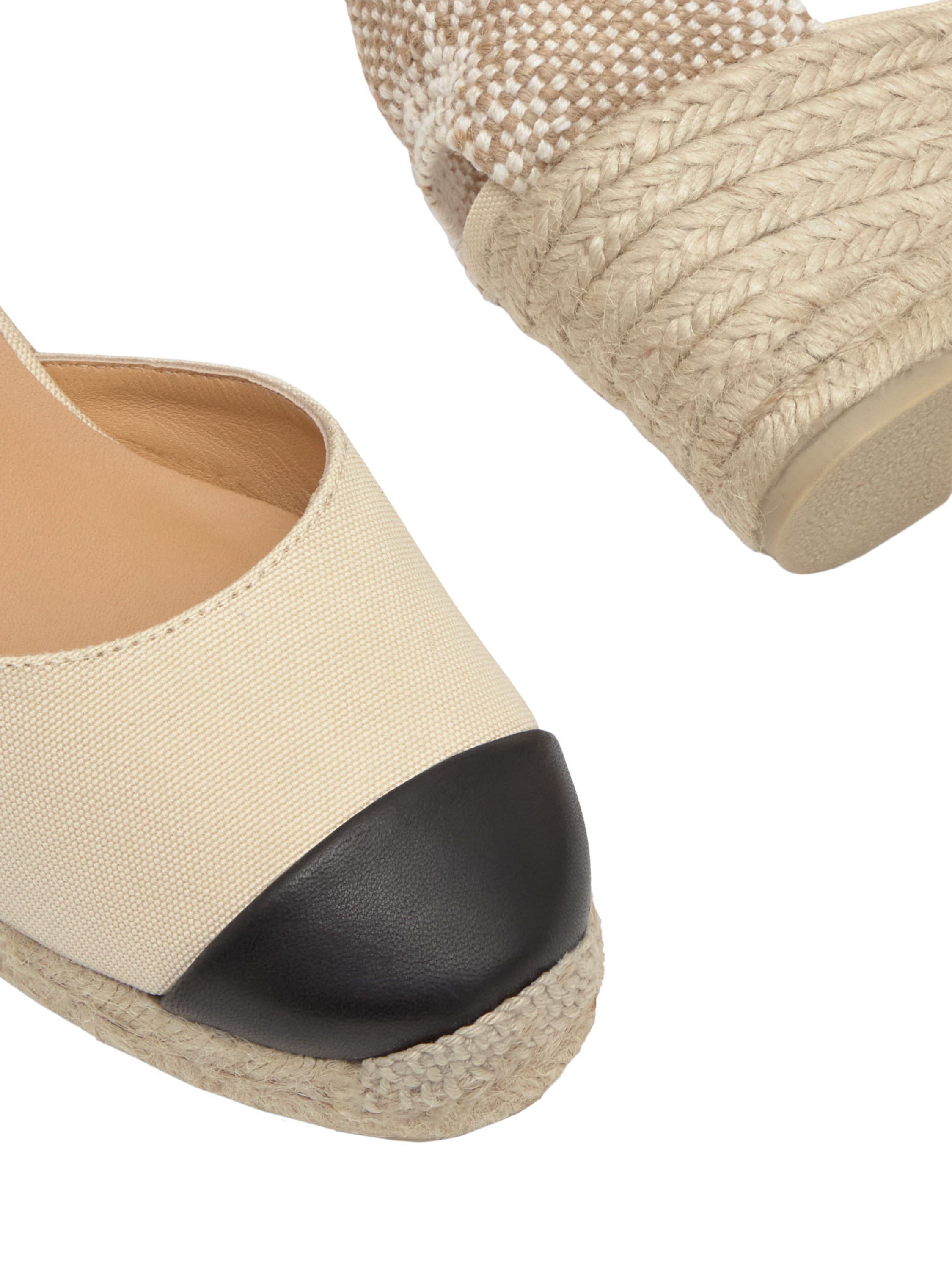 Product image 4 of 5, which shows Castañer Coraline Cotton Wedge Heel Espadrille Sandals, Crudo, 4
