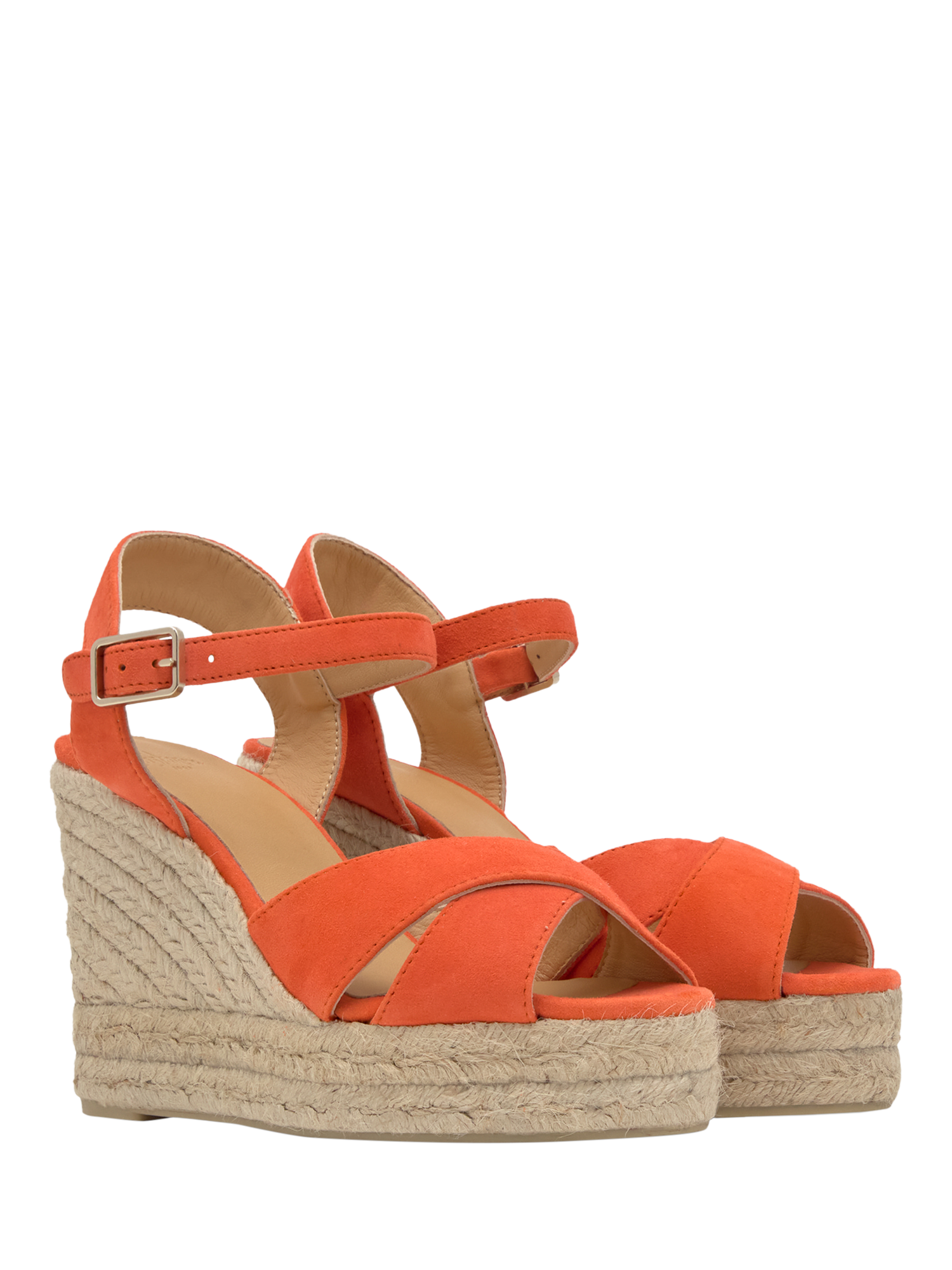 Product image 2 of 5, which shows Castañer Blaudell Suede Wedge Heel Espadrille Sandals, Papaya, 5