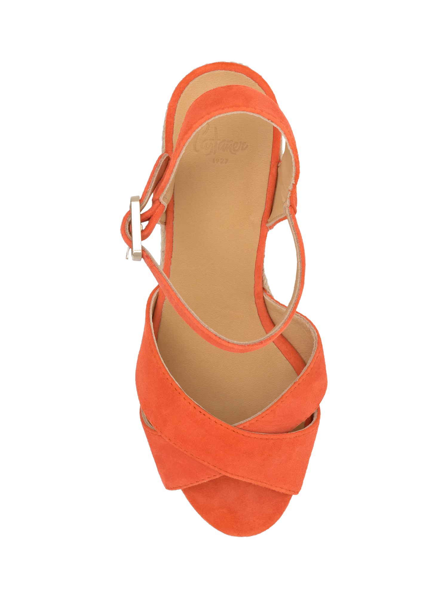 Product image 3 of 5, which shows Castañer Blaudell Suede Wedge Heel Espadrille Sandals, Papaya, 5