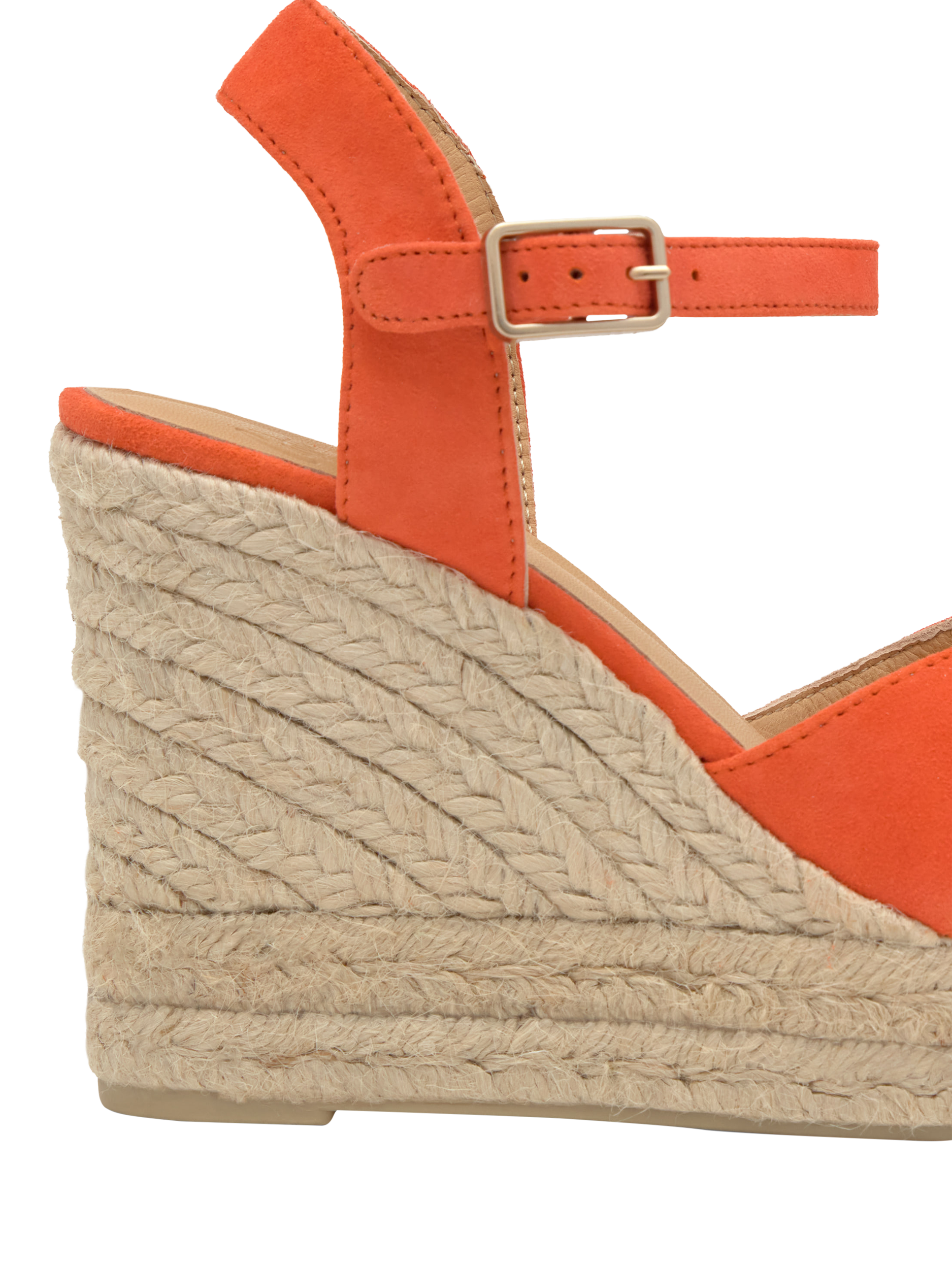 Product image 5 of 5, which shows Castañer Blaudell Suede Wedge Heel Espadrille Sandals, Papaya, 5