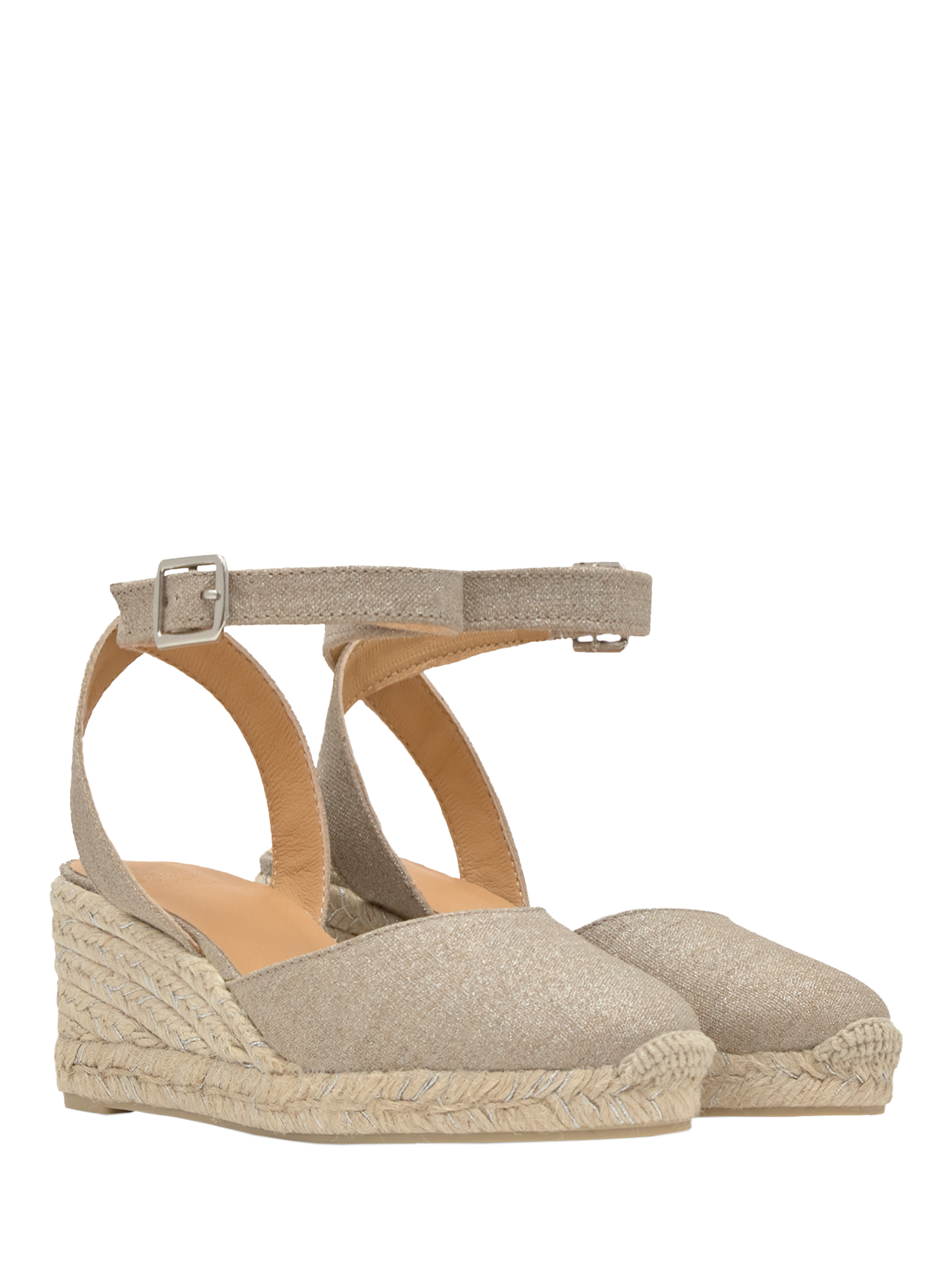 Product image 2 of 7, which shows Castañer Cybil Linen Wedge Heel Espadrille Sandals, Plata, 4