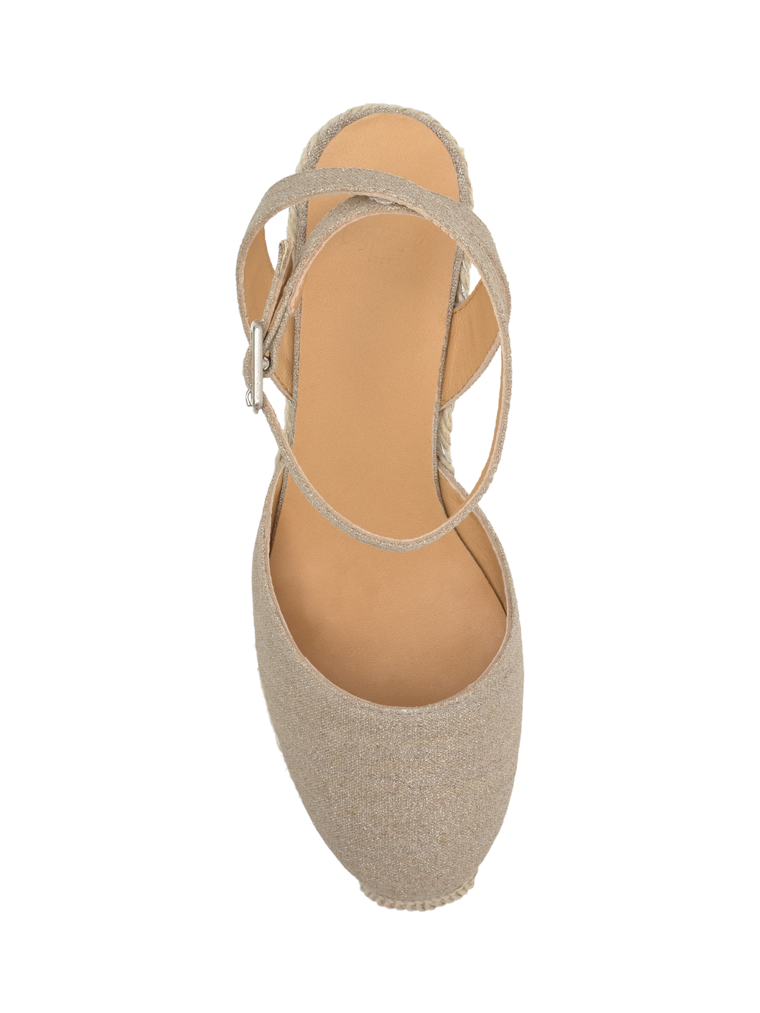 Product image 3 of 7, which shows Castañer Cybil Linen Wedge Heel Espadrille Sandals, Plata, 4