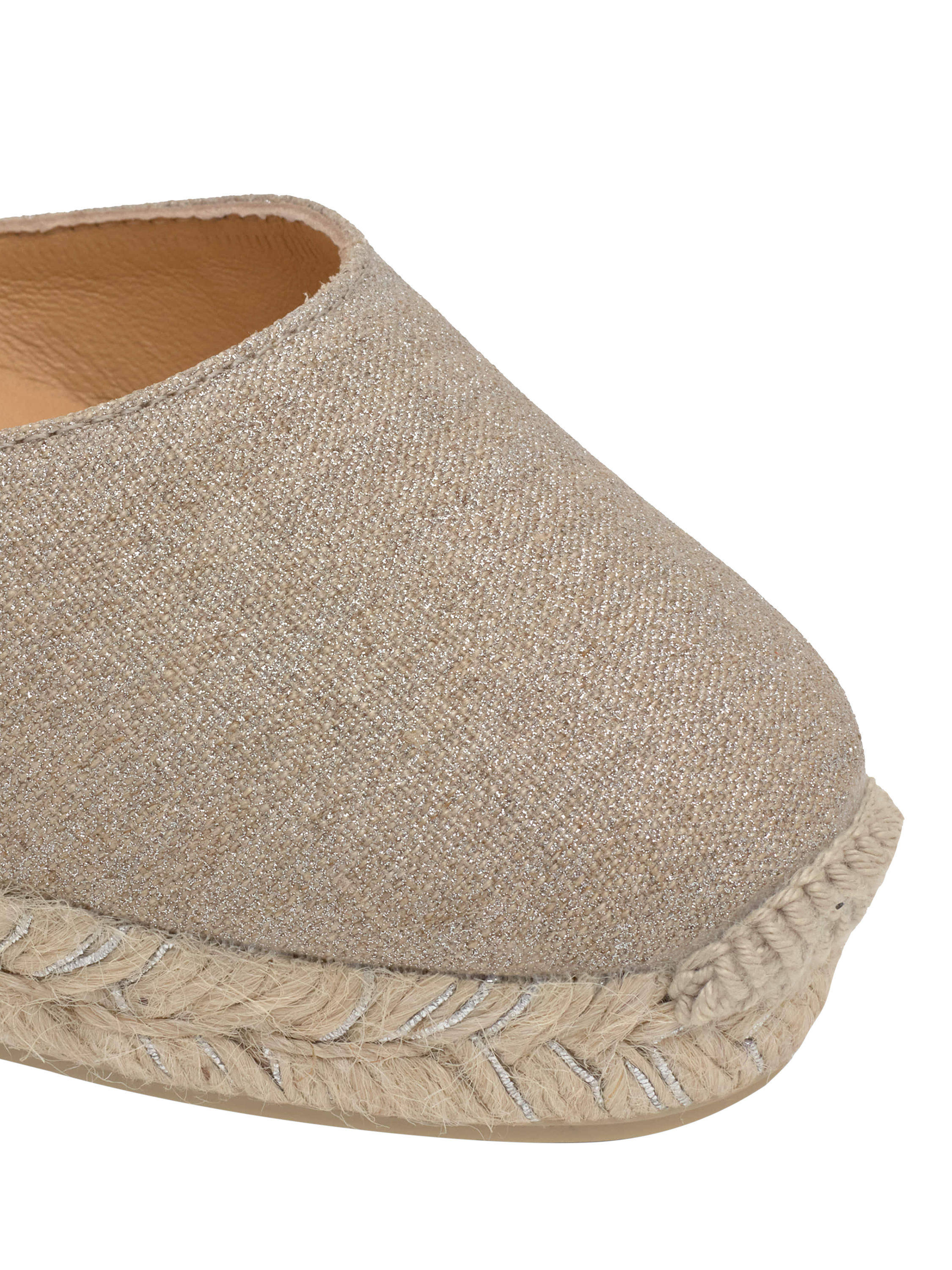 Product image 5 of 7, which shows Castañer Cybil Linen Wedge Heel Espadrille Sandals, Plata, 4