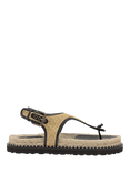 Castañer Tamesis Raffia Footbed Thong Sandals, Black