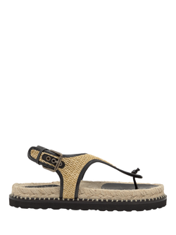 Castañer Tamesis Raffia Footbed Thong Sandals, Black, Black