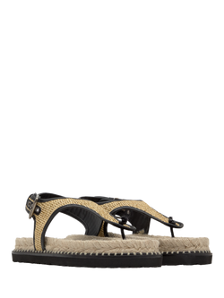 Castañer Tamesis Raffia Footbed Thong Sandals, Black - view 2, Black