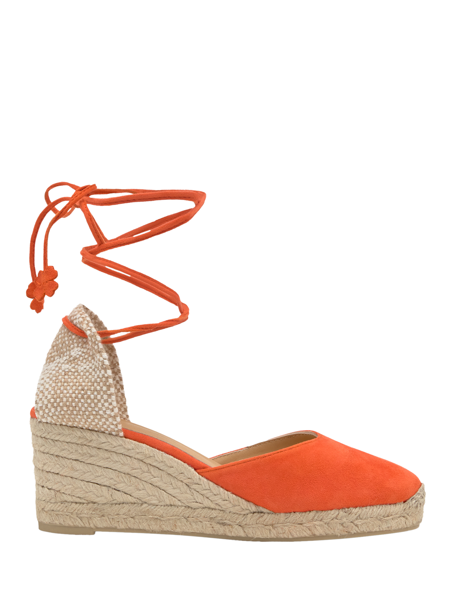 Product image 1 of 5, which shows Castañer Carina Suede Wedge Espadrille Sandals, Papaya, 4