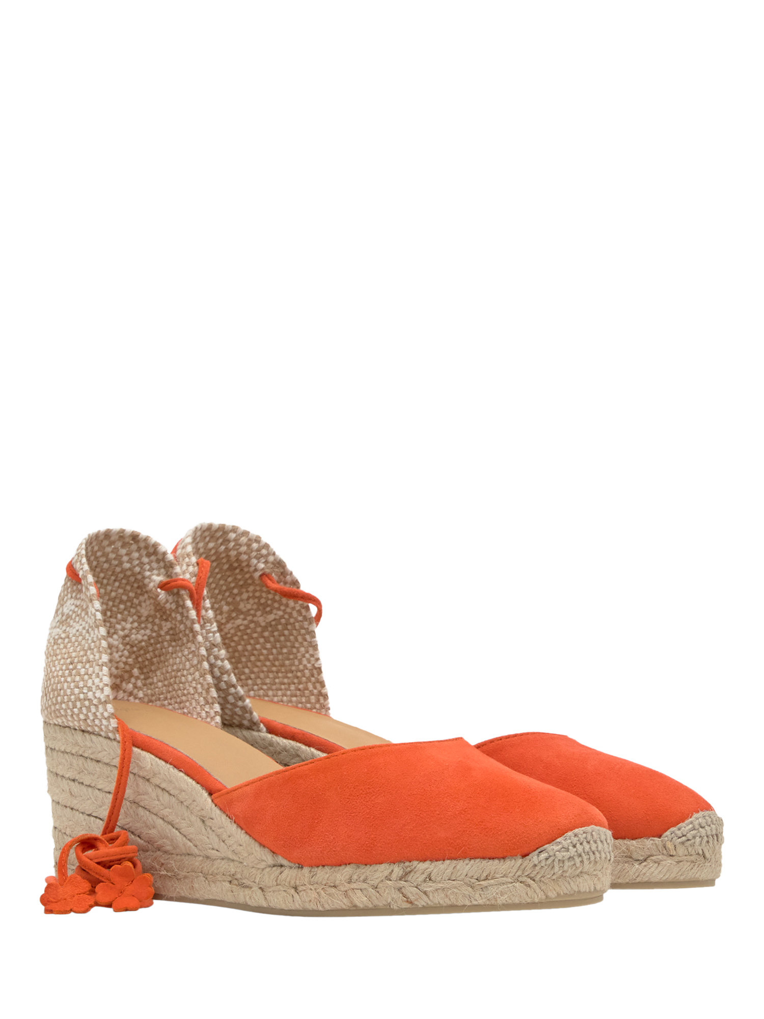 Product image 2 of 5, which shows Castañer Carina Suede Wedge Espadrille Sandals, Papaya, 4