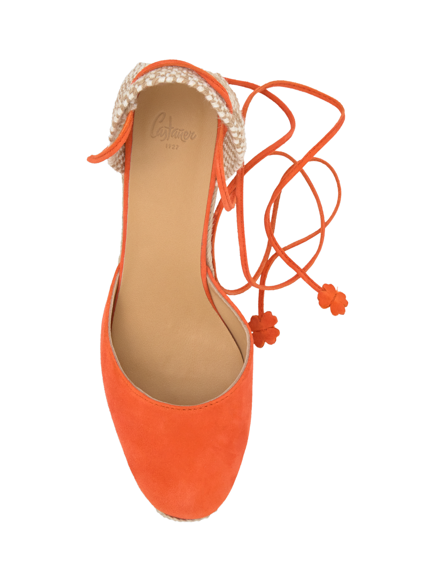 Product image 3 of 5, which shows Castañer Carina Suede Wedge Espadrille Sandals, Papaya, 4