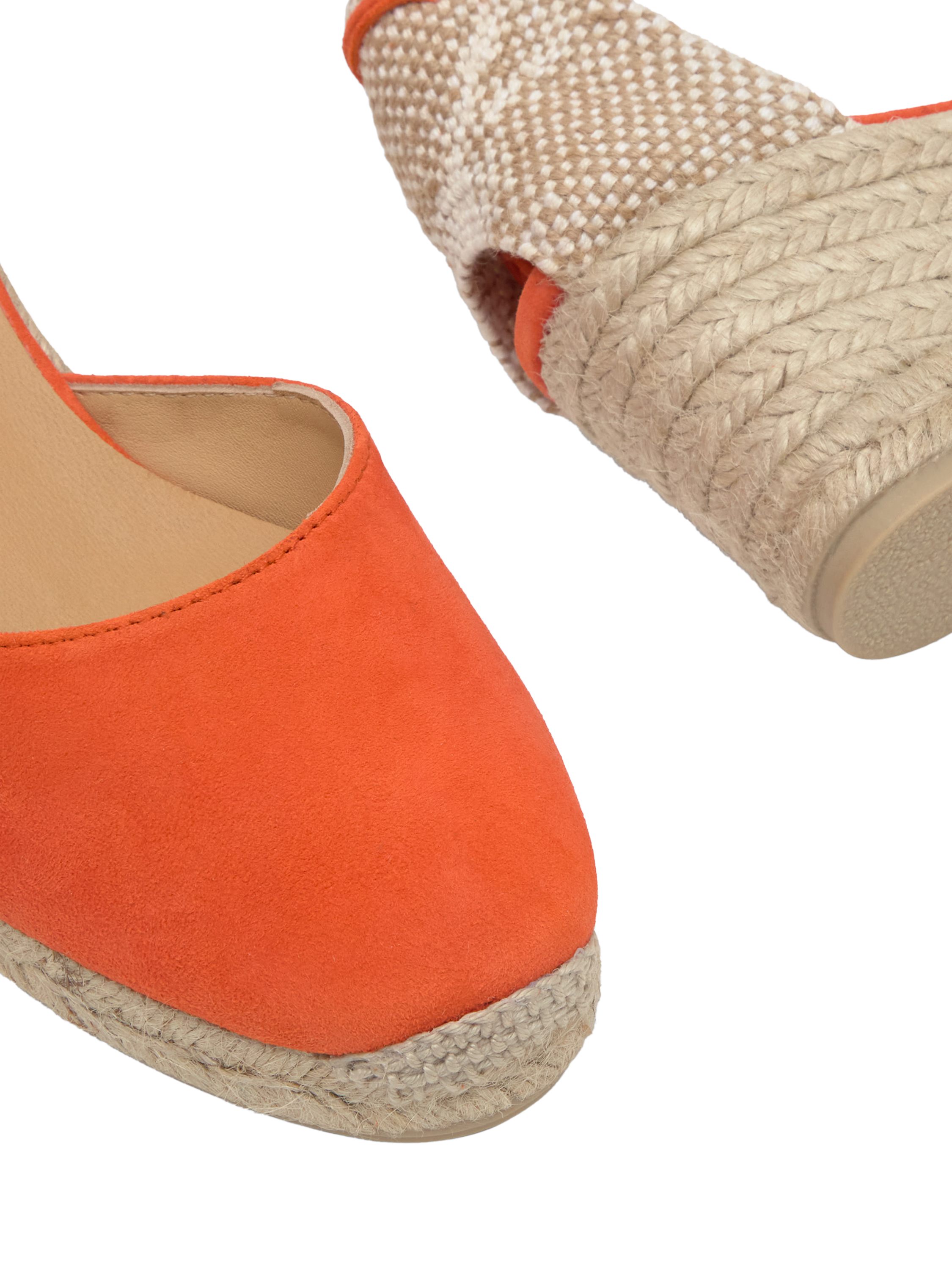 Product image 4 of 5, which shows Castañer Carina Suede Wedge Espadrille Sandals, Papaya, 4