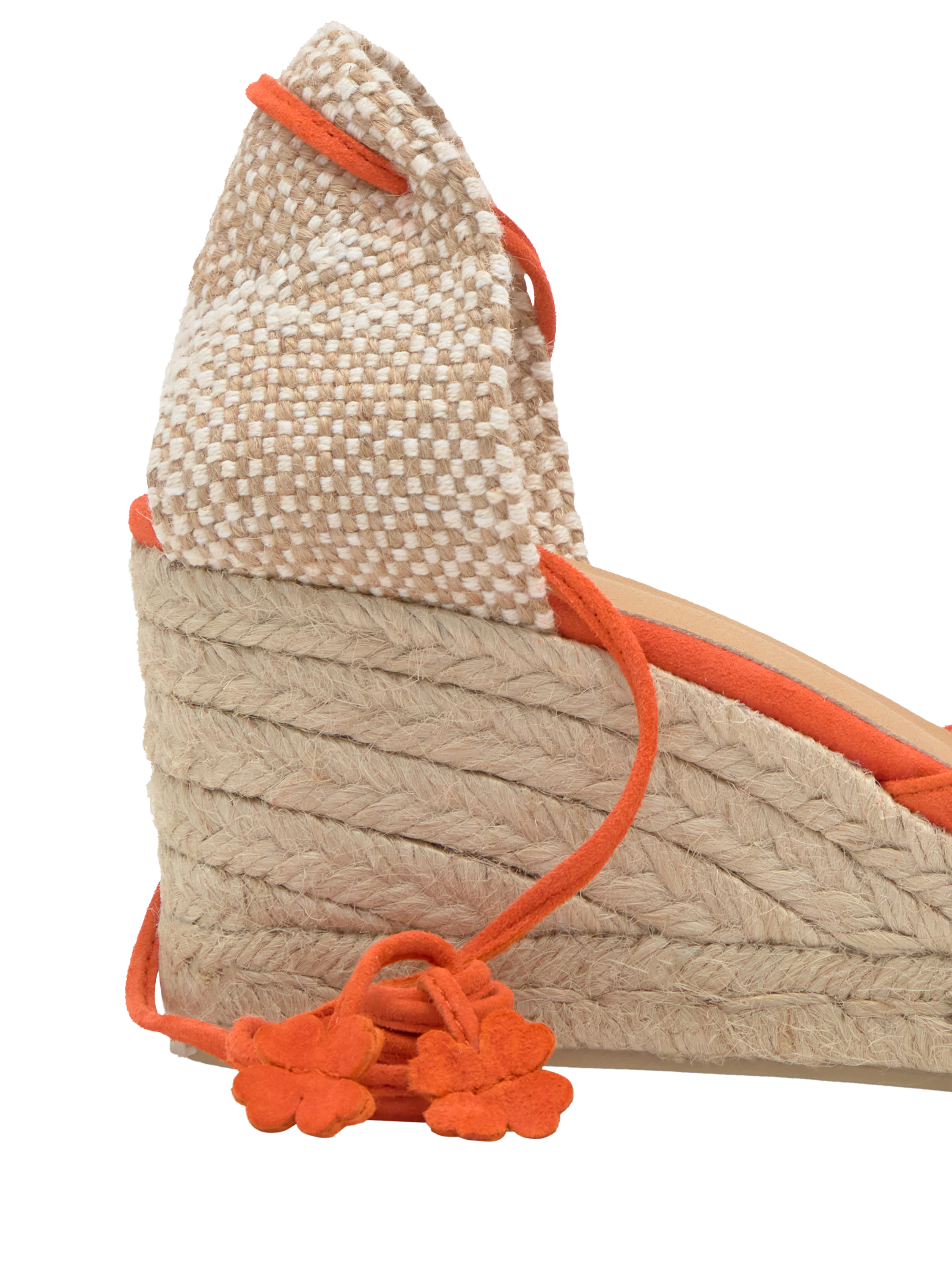 Product image 5 of 5, which shows Castañer Carina Suede Wedge Espadrille Sandals, Papaya, 4