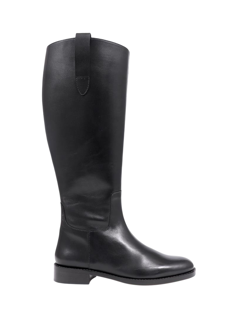 Product image 1 of 5, which shows Jones Bootmaker Emelia Large Width Calf Fit Long Leather Boots, Black, 3